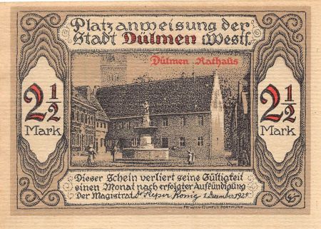Allemagne ALLEMAGNE  DULMEN - 2 5 MARK 1921