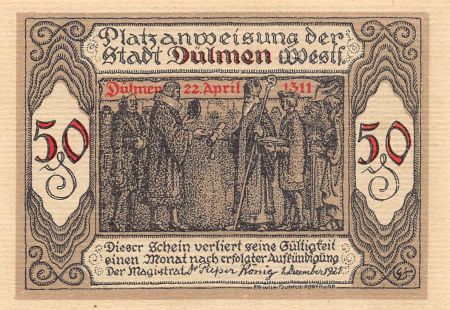 Allemagne ALLEMAGNE  DULMEN - 50 PFENNIG 1921