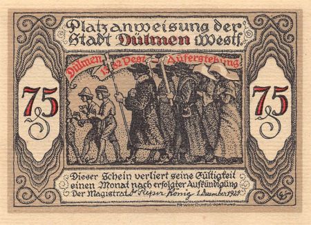 Allemagne ALLEMAGNE  DULMEN - 75 PFENNIG 1921