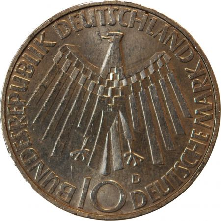 Allemagne ALLEMAGNE  Emblème des JO MUNICH - 10 MARK ARGENT 1972 D MUNICH