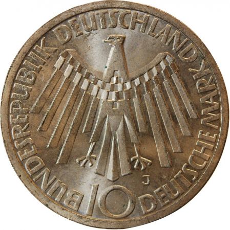 Allemagne ALLEMAGNE  Emblème des JO MUNICH - 10 MARK ARGENT 1972 J HAMBOURG