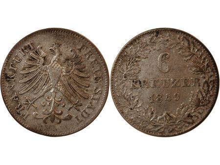 Allemagne ALLEMAGNE  FRANCFORT-SUR-LE-MAIN - 6 KREUZER 1849