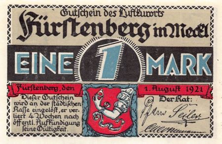 Allemagne ALLEMAGNE  FÜRSTENBERG - 1 MARK 1921