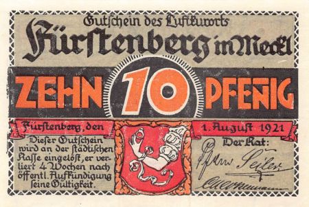 Allemagne ALLEMAGNE  FÜRSTENBERG - 10 PFENNIG 1921
