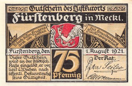 Allemagne Allemagne, Fürstenberg - 75 Pfennig 1921
