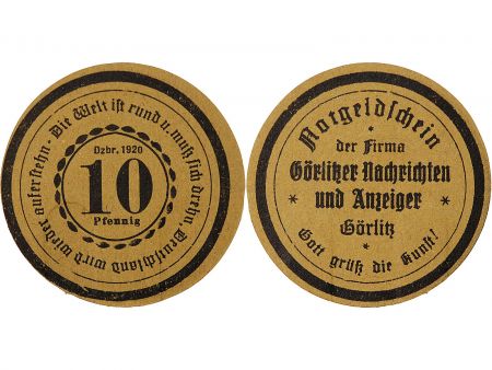 Allemagne ALLEMAGNE  GÖRLITZ - 10 PFENNIG 1920