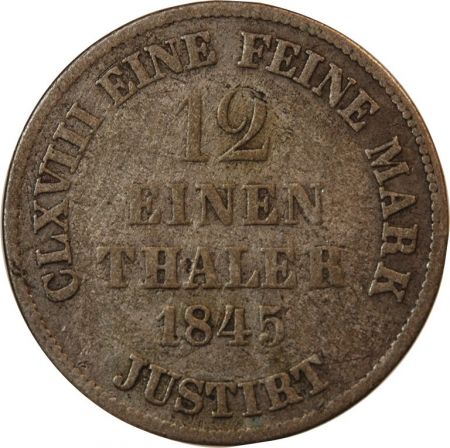 Allemagne ALLEMAGNE  HANOVRE  ERNST AUGUST - 1/12 THALER ARGENT 1845 B