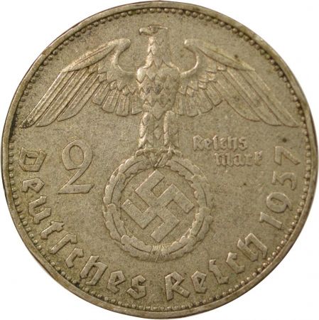 Allemagne ALLEMAGNE, HINDENBURG - 2 MARK ARGENT 1937 D MUNICH