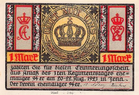 Allemagne ALLEMAGNE  JENA - 1 MARK 1921