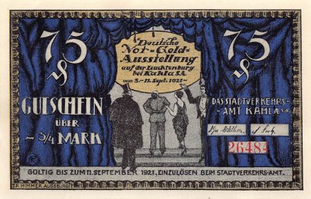 Allemagne ALLEMAGNE  KAHLA - 75 PFENNIG 1921