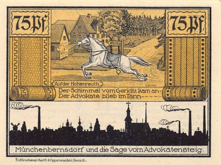 Allemagne ALLEMAGNE  MÜNCHENBERNSDORF - 75 PFENNIG 1921