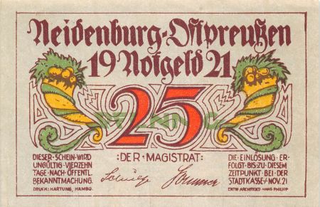 Allemagne ALLEMAGNE  NEIDENBURG - 25 PFENNIG 1921