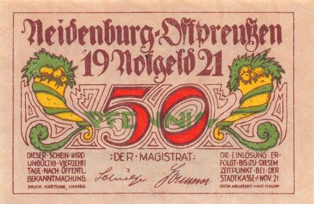 Allemagne ALLEMAGNE  NEIDENBURG - 50 PFENNIG 1921