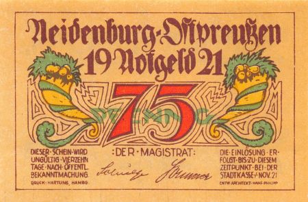 Allemagne ALLEMAGNE  NEIDENBURG - 75 PFENNIG 1921