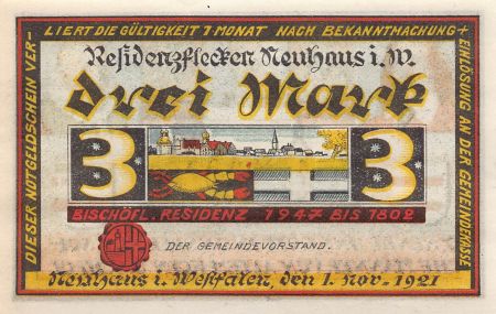 Allemagne ALLEMAGNE  NEUHAUS - 3 MARK 1921