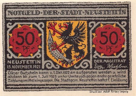 Allemagne ALLEMAGNE  NEUSTETTIN - 50 PFENNIG 1922