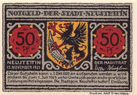Allemagne ALLEMAGNE  NEUSTETTIN - 50 PFENNIG 1922
