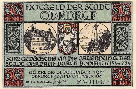Allemagne ALLEMAGNE  OHRDRUF - 50 PFENNIG 1921