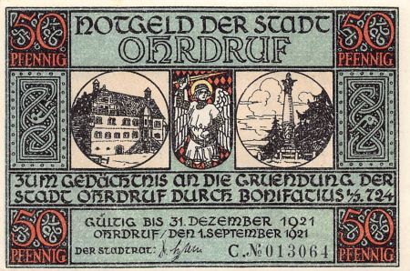 Allemagne ALLEMAGNE  OHRDRUF - 50 PFENNIG 1921