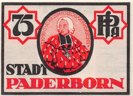 Allemagne ALLEMAGNE  PADERBORN - 75 PFENNIG 1921