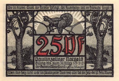 Allemagne ALLEMAGNE  PAULINZELLA - 25 PFENNIG 1922