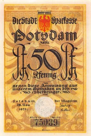 Allemagne ALLEMAGNE  POTSDAM - 50 PFENNIG 1921