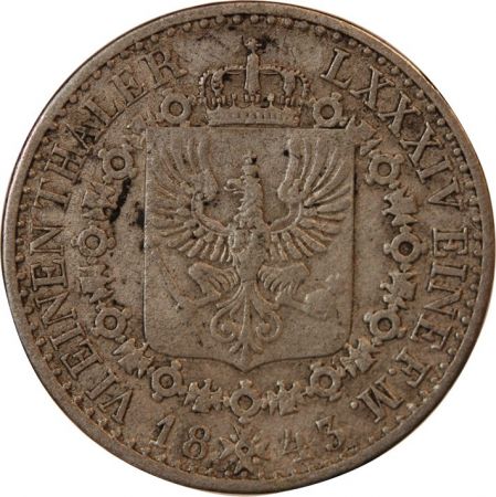 Allemagne ALLEMAGNE  PRUSSE  FRIEDRICH WILHELM III - 1/6 THALER ARGENT 1843 A BERLIN