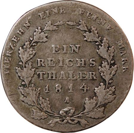Allemagne ALLEMAGNE  PRUSSE  FRIEDRICH WILHELM III - THALER ARGENT 1814 A BERLIN