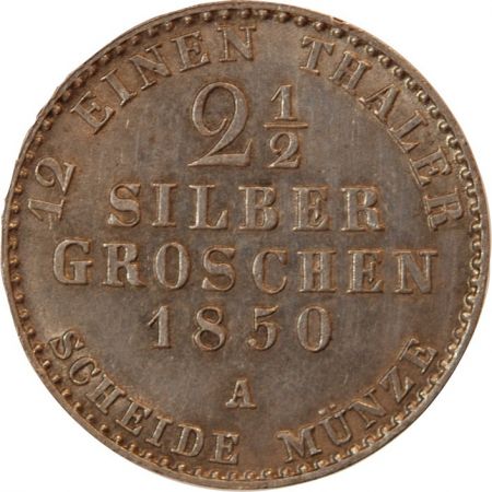Allemagne ALLEMAGNE  PRUSSE  FRIEDRICH WILHELM IV - 2 1/2 GROSCHEN 1850 A BERLIN