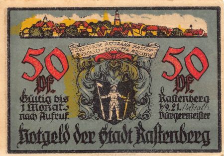 Allemagne ALLEMAGNE  RASTENBERG - 50 PFENNIG 1921