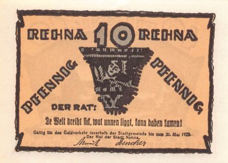 Allemagne ALLEMAGNE  REHNA - 10 PFENNIG 1923