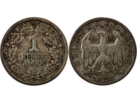 Allemagne ALLEMAGNE  REPUBLIQUE DE WEIMAR - 1 MARK ARGENT 1925 J HAMBOURG