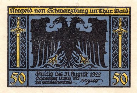 Allemagne ALLEMAGNE  SCHWARZBURG - 50 PFENNIG 1922