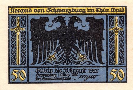 Allemagne ALLEMAGNE  SCHWARZBURG - 50 PFENNIG 1922