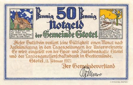 Allemagne ALLEMAGNE  STOTEL - 50 PFENNIG 1921