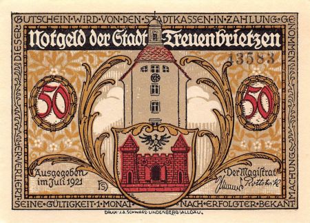 Allemagne ALLEMAGNE  TREUENBRIETZEN - 50 PFENNIG 1921