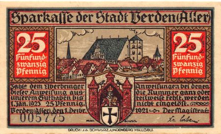 Allemagne ALLEMAGNE  VERDEN - 25 PFENNIG 1921