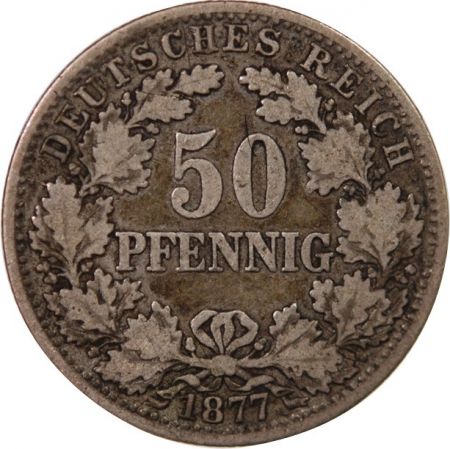 Allemagne ALLEMAGNE  WILHELM Ier - 50 PFENNIG ARGENT 1877 D MUNICH