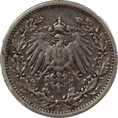 Allemagne ALLEMAGNE  WILHELM II - 1/2 MARK ARGENT 1905 F STUTTGART