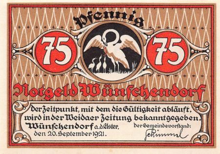 Allemagne ALLEMAGNE  WÜNSCHENDORF - 75 PFENNIG 1921