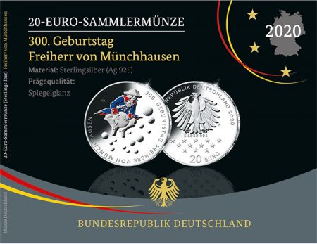 Allemagne Baron de Münchhausen - 20 Euros BE Argent Couleur Allemagne 2020