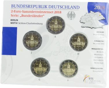 Allemagne BLISTER BU 5 X 2 Euros Commémo. Allemagne 2018 - Berlin