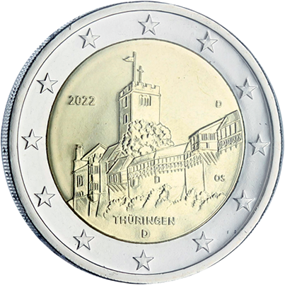 Allemagne BLISTER BU 5 X 2 Euros Commémo. Allemagne 2022 - Thuringe - Château de la Wartbourg (5 Ateliers)