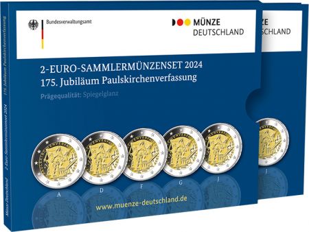 Allemagne Coffret 5 X 2 Euros Commémo. BE - 175 ans de la Constitution de lÉglise Saint-Paul  (5 Ateliers)