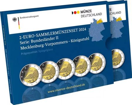 Allemagne Coffret 5 X 2 Euros Commémo. BE - Mecklembourg Poméranie occidentale - Königsstuhl (5 Ateliers)