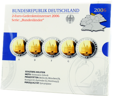 Allemagne COFFRET BE 5 x 2 Euros Commémo. Allemagne 2006 - Schleswig Holstein (les 5 ateliers)