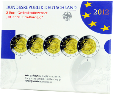 Allemagne COFFRET BE 5 x 2 Euros Commémo. Allemagne 2012 - Bavière (les 5 ateliers)