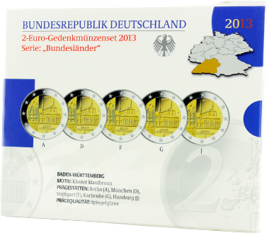 Allemagne COFFRET BE 5 x 2 Euros Commémo. Allemagne 2013 - Bade-Wurtemberg (les 5 ateliers)