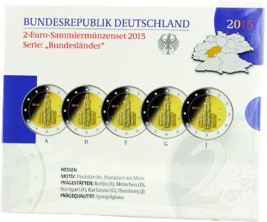 Allemagne COFFRET BE 5 x 2 Euros Commémo. Allemagne 2015 - Hesse (les 5 ateliers)