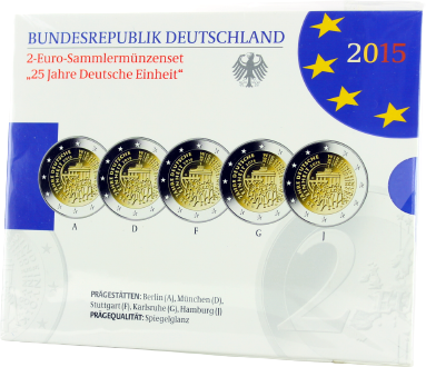 Allemagne COFFRET BE 5 x 2 Euros Commémo. Allemagne 2015 - Réunification allemande (les 5 ateliers)